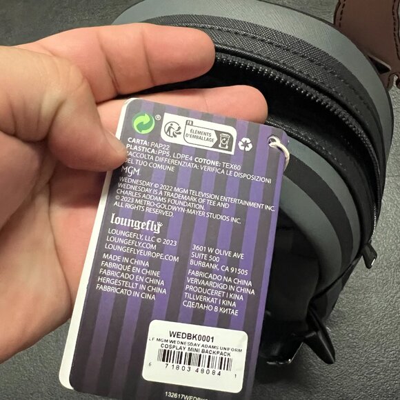 Loungefly Wednesday Addams Nevermore Cosplay Mini Backpack NWT - Picture 7 of 9